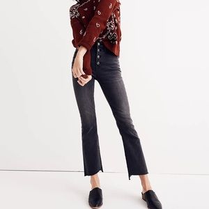 Madewell Cali Demi Boot Jeans Black Asymmetrical  Hem Edition Button Fly Size 25